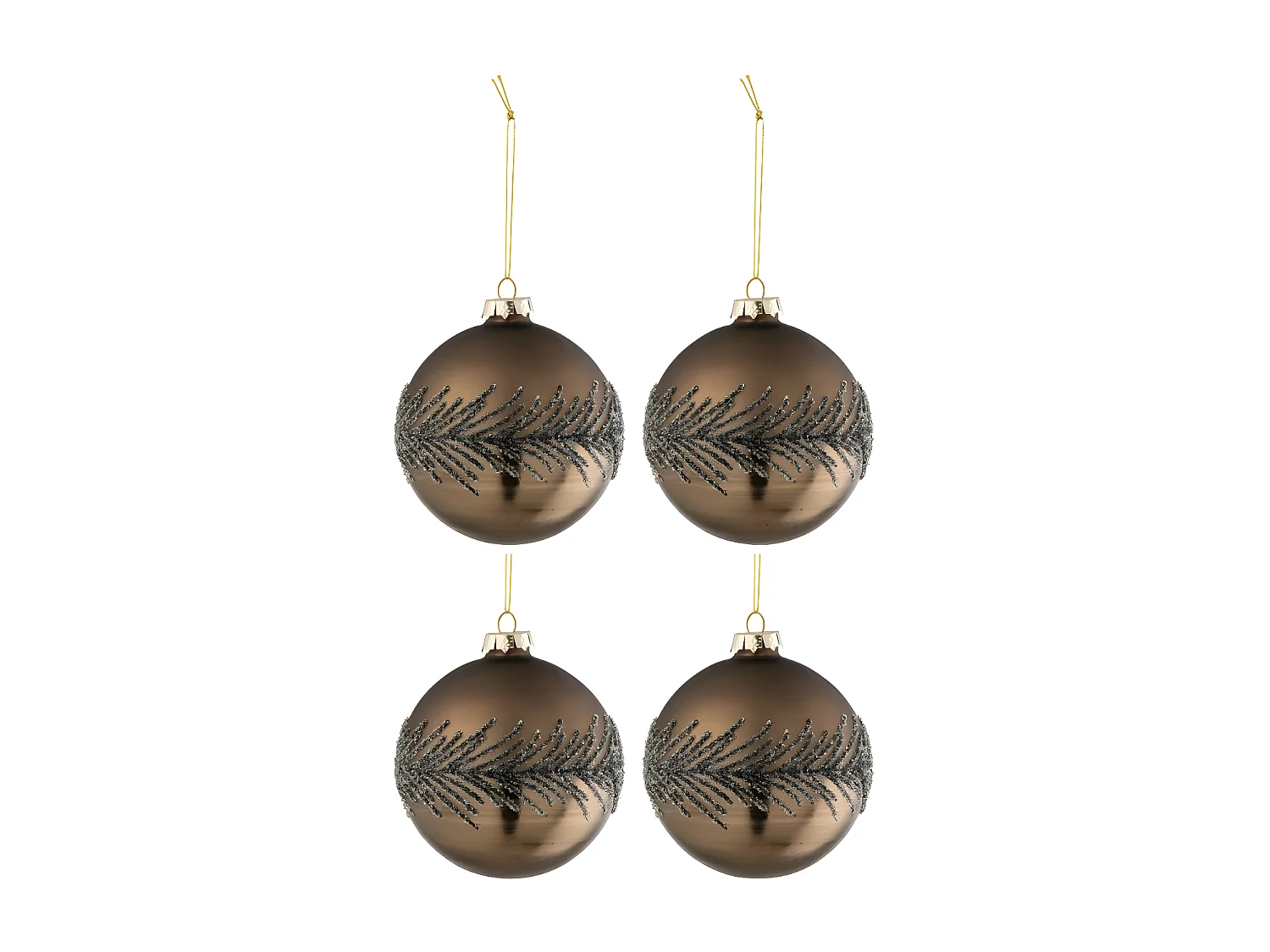 Scatola di 4 palline di Natale in vetro marrone 10x10x10 cm