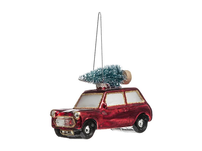 Sujet de Noël Voiture "Vintage" 10cm Rouge & Vert