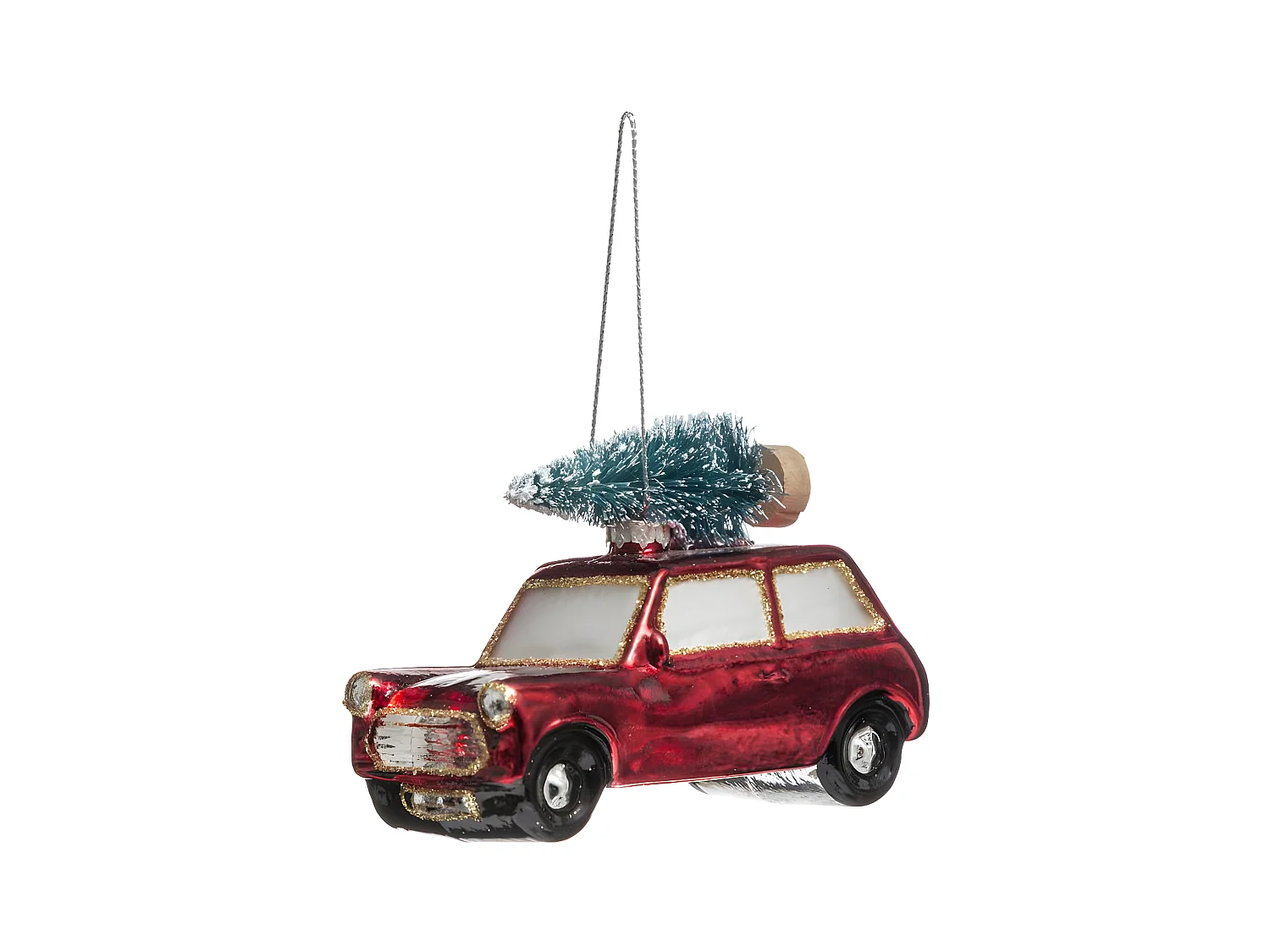 Sujet de Noël Voiture "Vintage" 10cm Rouge & Vert