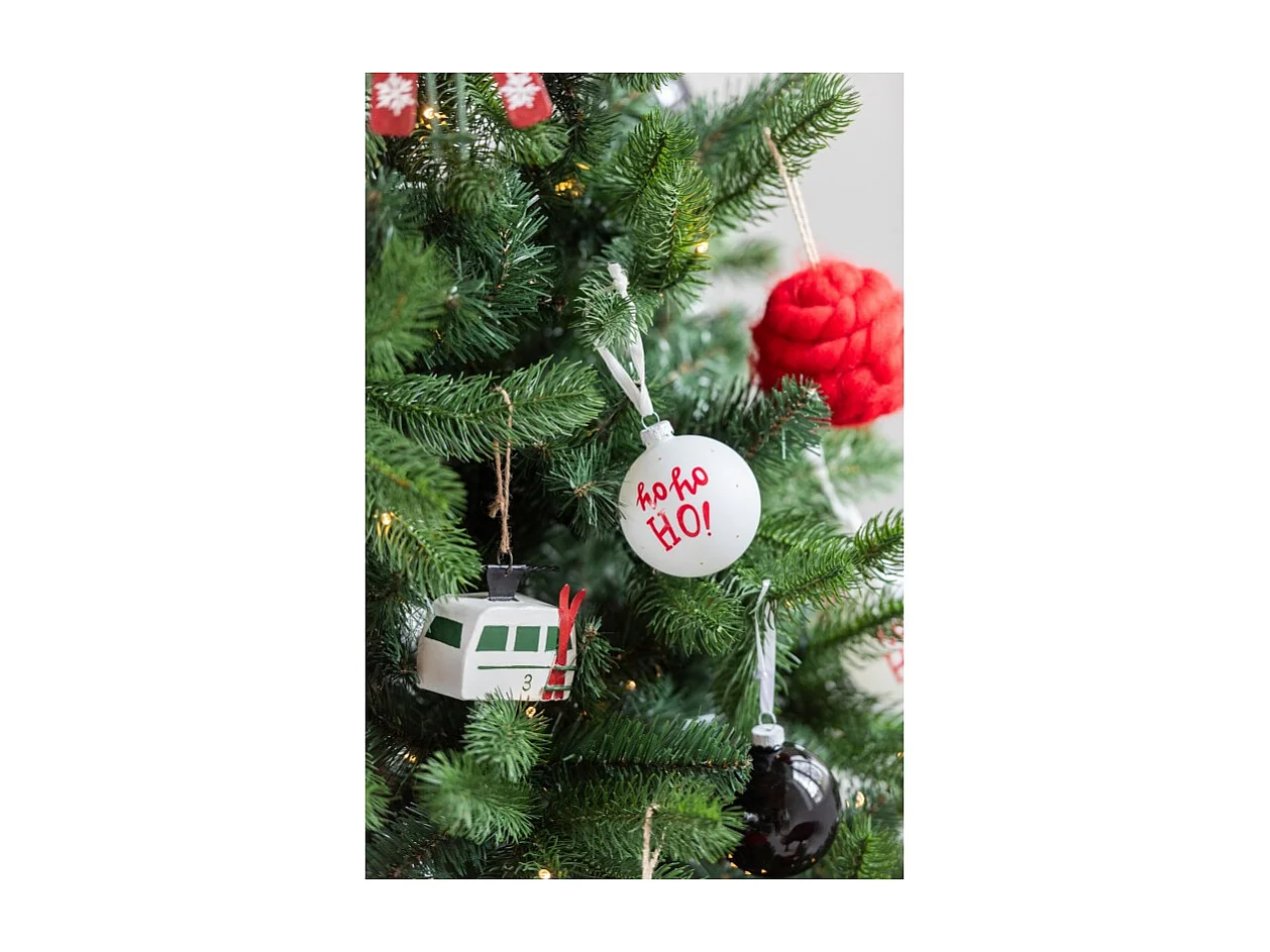 Caja de 6 bolas de Navidad de vidrio blanco - rojo 8x8x8 cm
