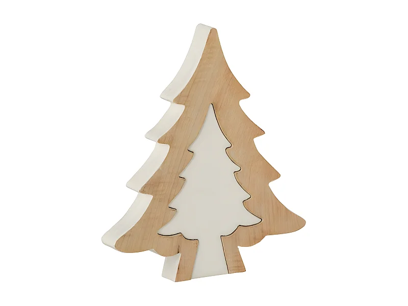 Sapin de Noël à Poser "Puzzle" 30cm Blanc & Naturel