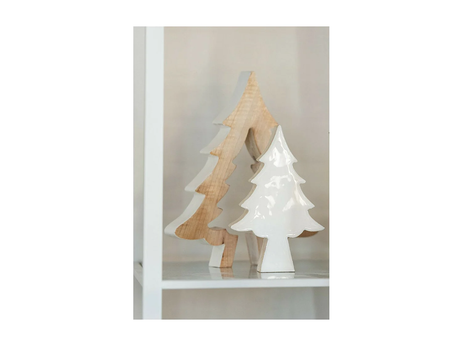 Sapin de Noël à Poser "Puzzle" 30cm Blanc & Naturel