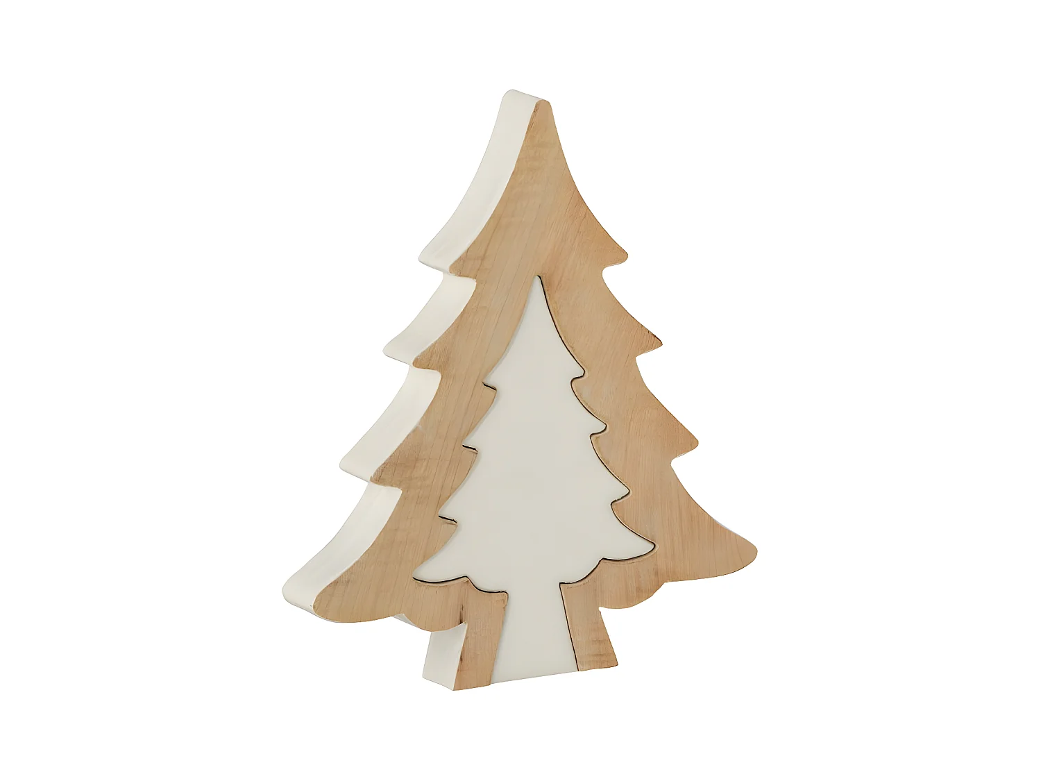 Sapin de Noël à Poser "Puzzle" 30cm Blanc & Naturel