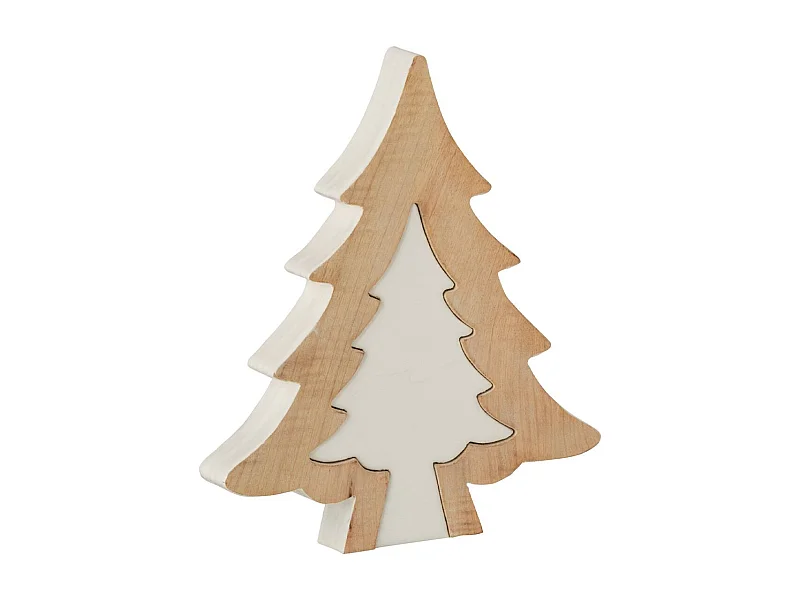 Sapin de Noël à Poser "Puzzle" 30cm Blanc & Naturel