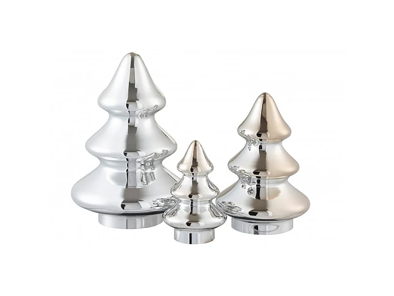 Albero di Natale decorativo a led in vetro argento 18x18x27 cm