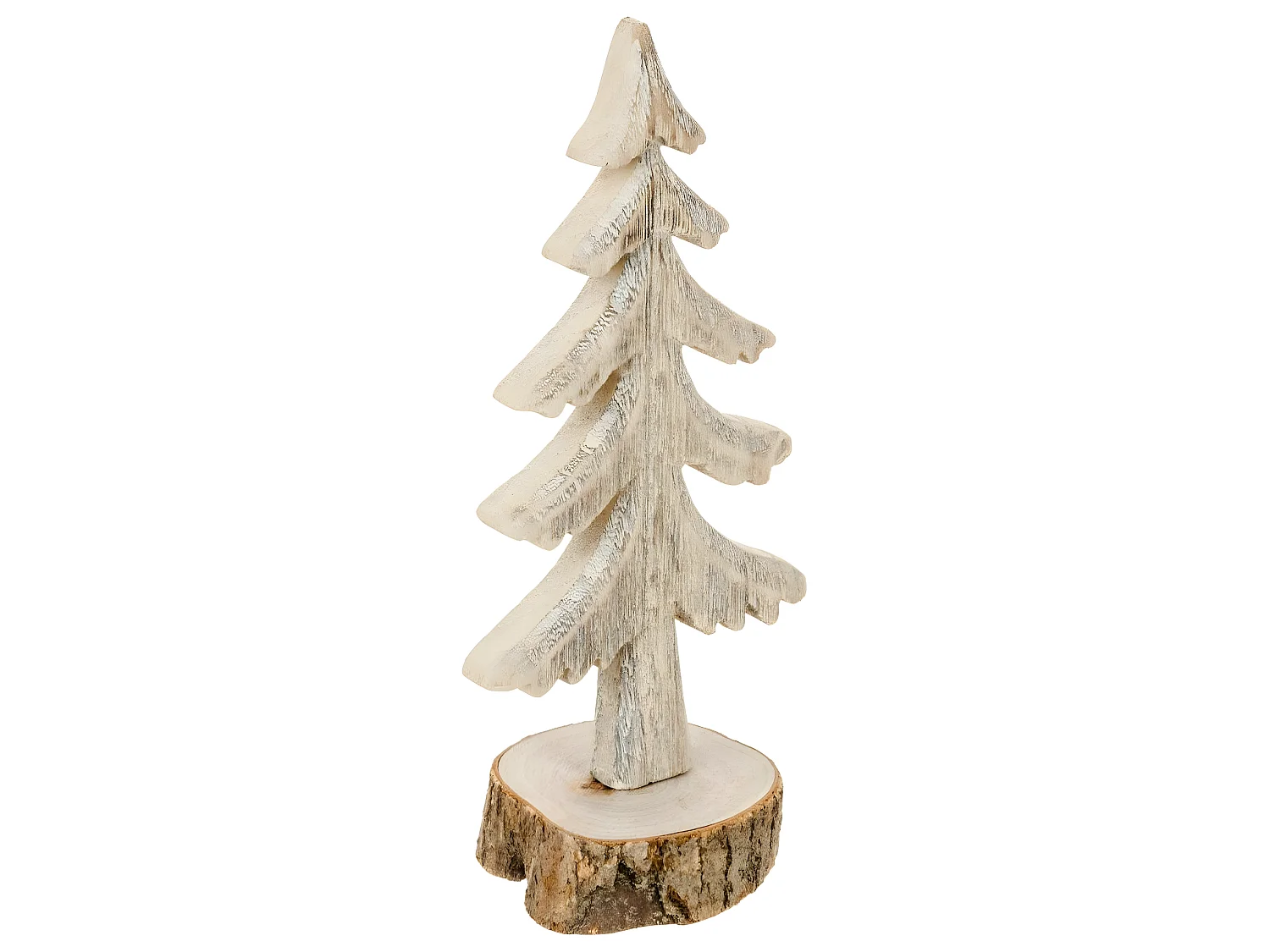 Sapin de Noël sur Buche "Cocon" 27cm Naturel