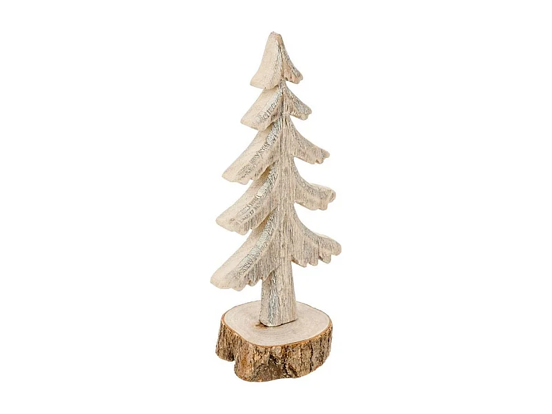 Sapin de Noël sur Buche "Cocon" 27cm Naturel