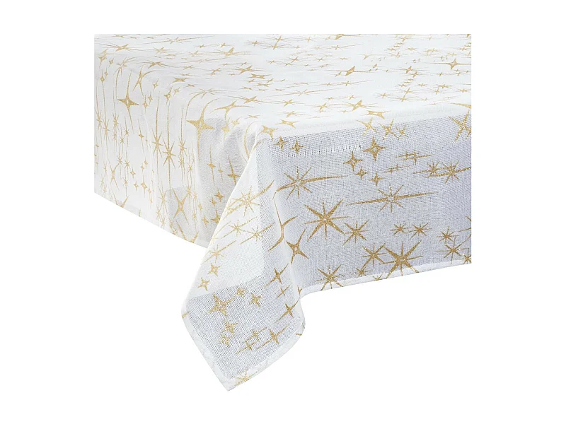 Nappe Motif Étoiles "Colorama" 140x240cm Blanc