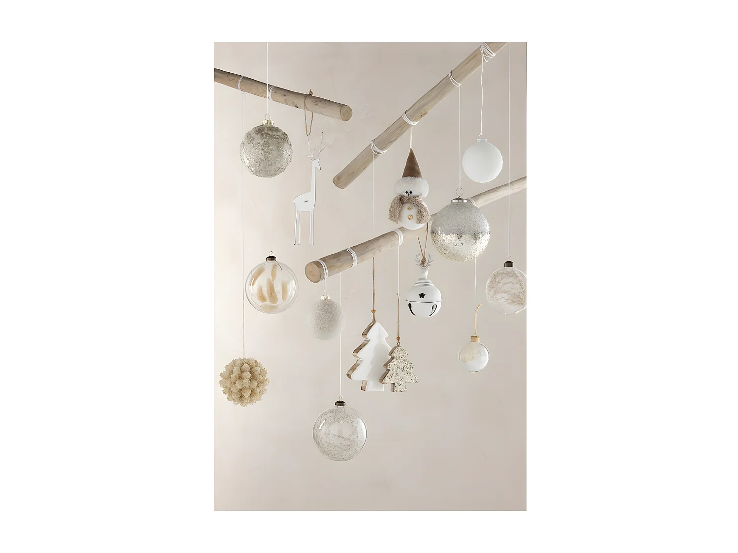 Lot de 4 Boules de Noël "Pampas" 10cm Transparent