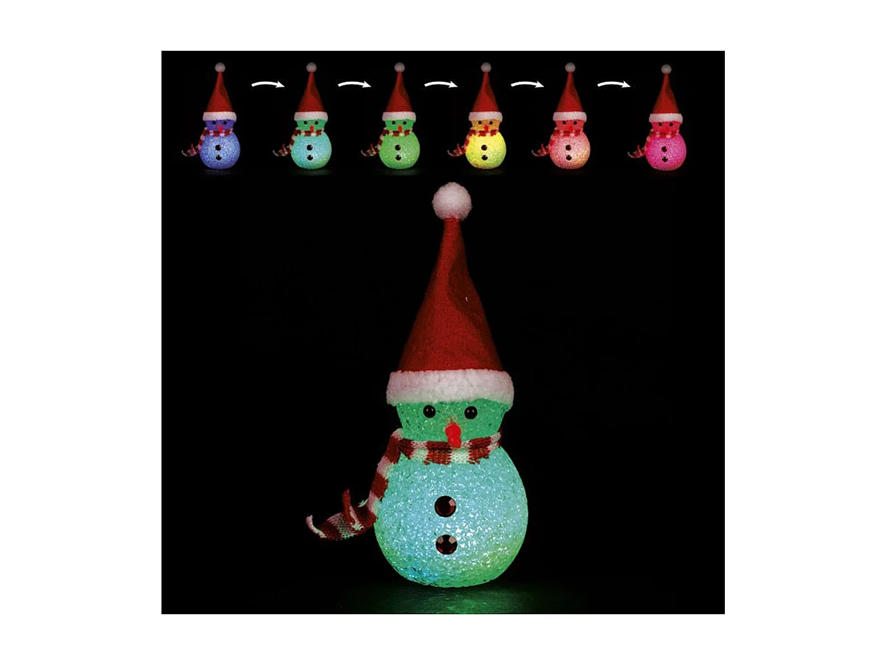 Décoration Lumineuse "Bonhomme de Neige" 10cm Multicolore