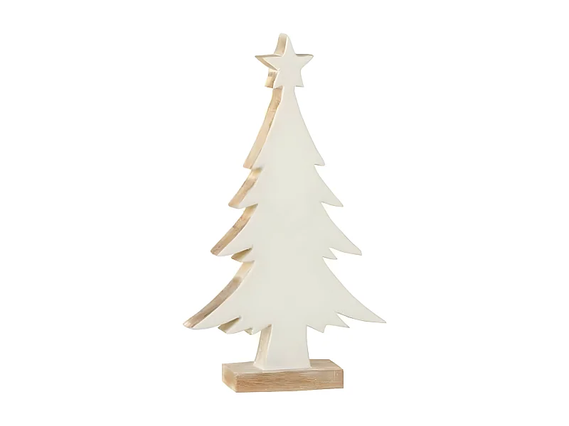 Sapin de Noël en Bois "Manguier" 32cm Blanc
