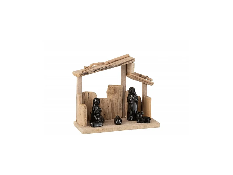 Crèche de Noël "Toitures en Pente" 23cm Marron