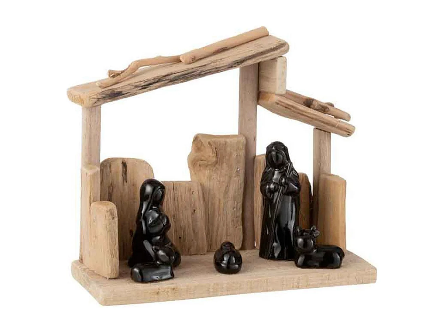 Pesebre de Navidad de madera marrón 24.5x10.5x21 cm