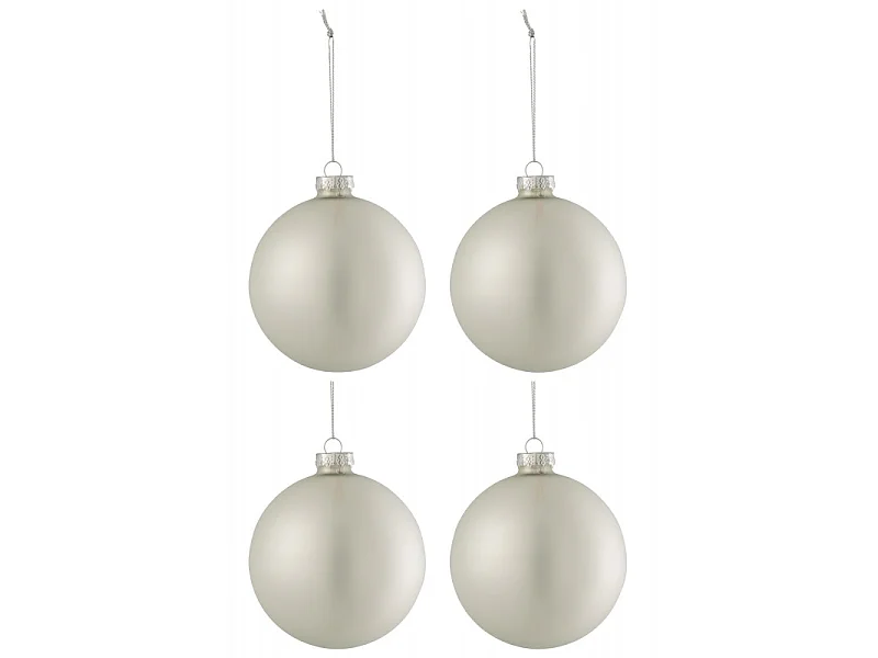 Scatola di 4 palline di Natale in vetro argento 10x10x12 cm