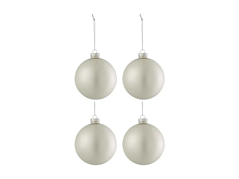 Scatola di 4 palline di Natale in vetro argento 10x10x12 cm