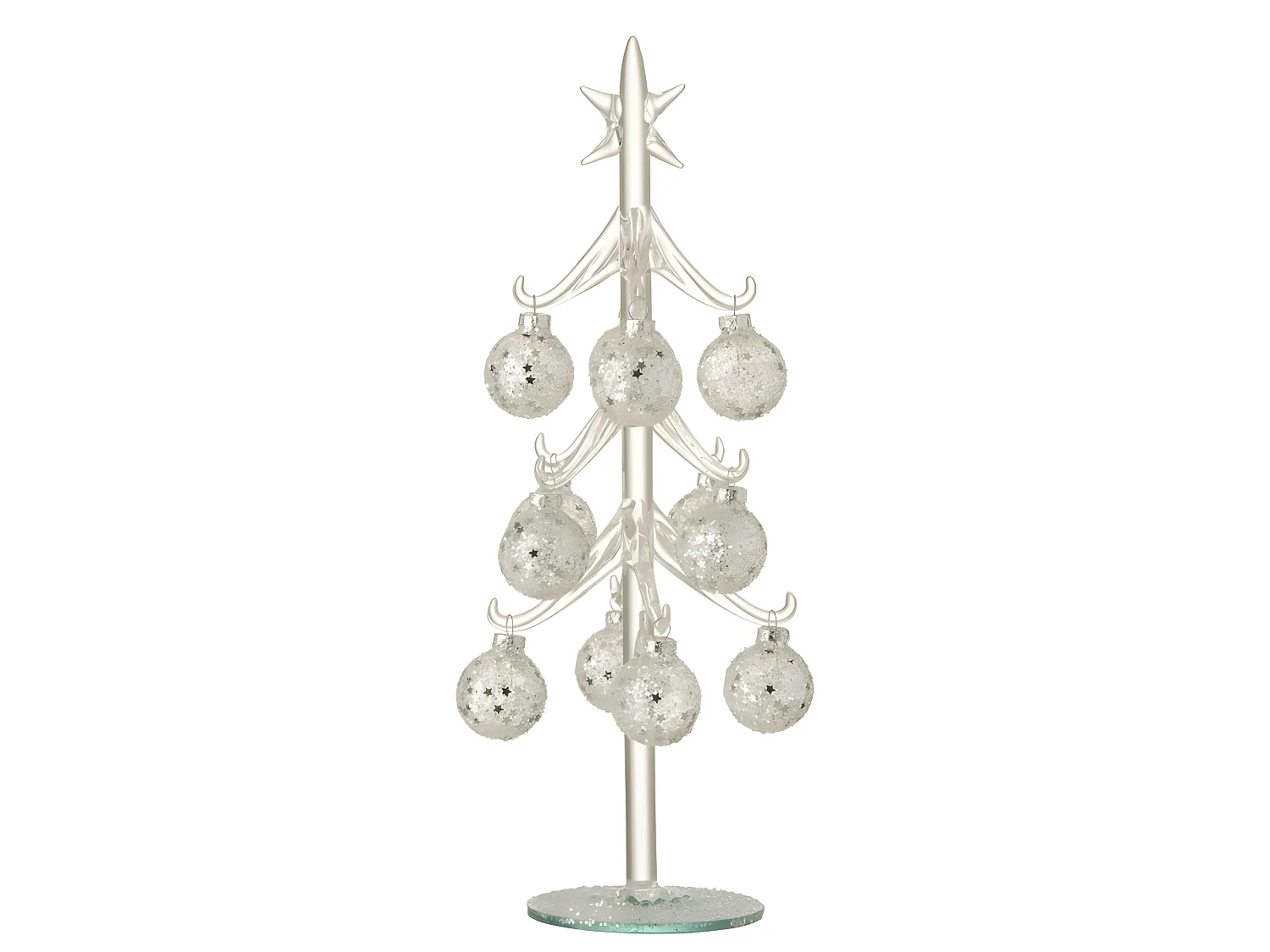 Albero di Natale decorativo con palline di vetro argento H30cm