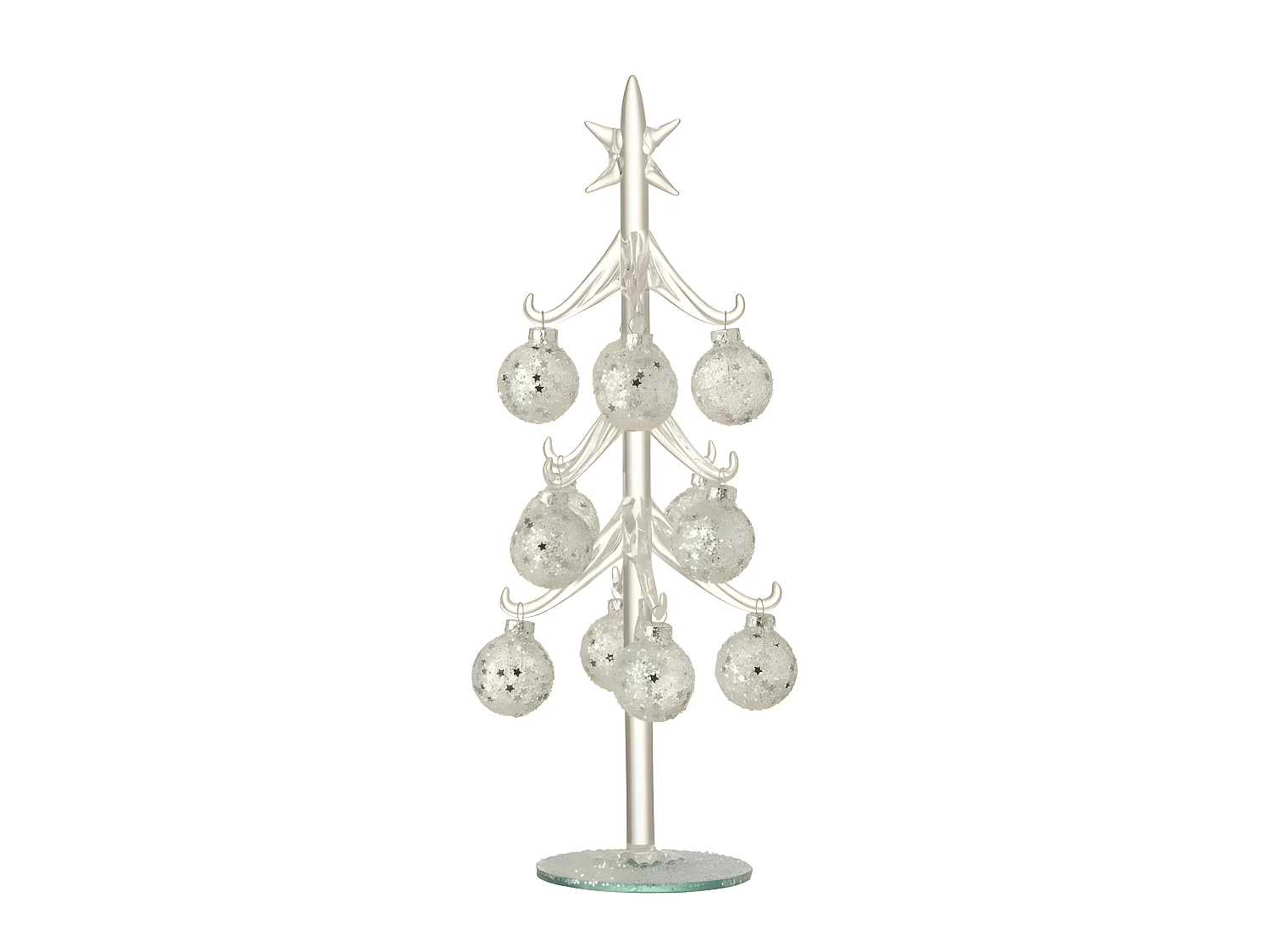 Statuette Déco "Sapin & Boules Noël" 30cm Argent
