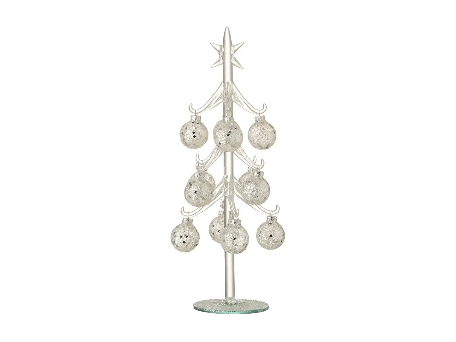 Statuette Déco "Sapin & Boules Noël" 30cm Argent