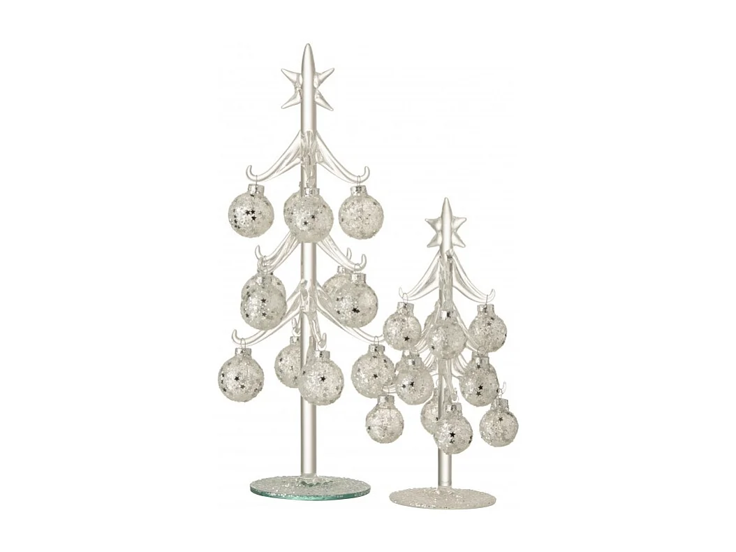 Statuette Déco "Sapin & Boules Noël" 30cm Argent