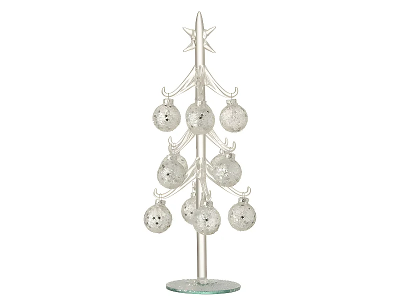 Albero di Natale decorativo con palline di vetro argento H30cm