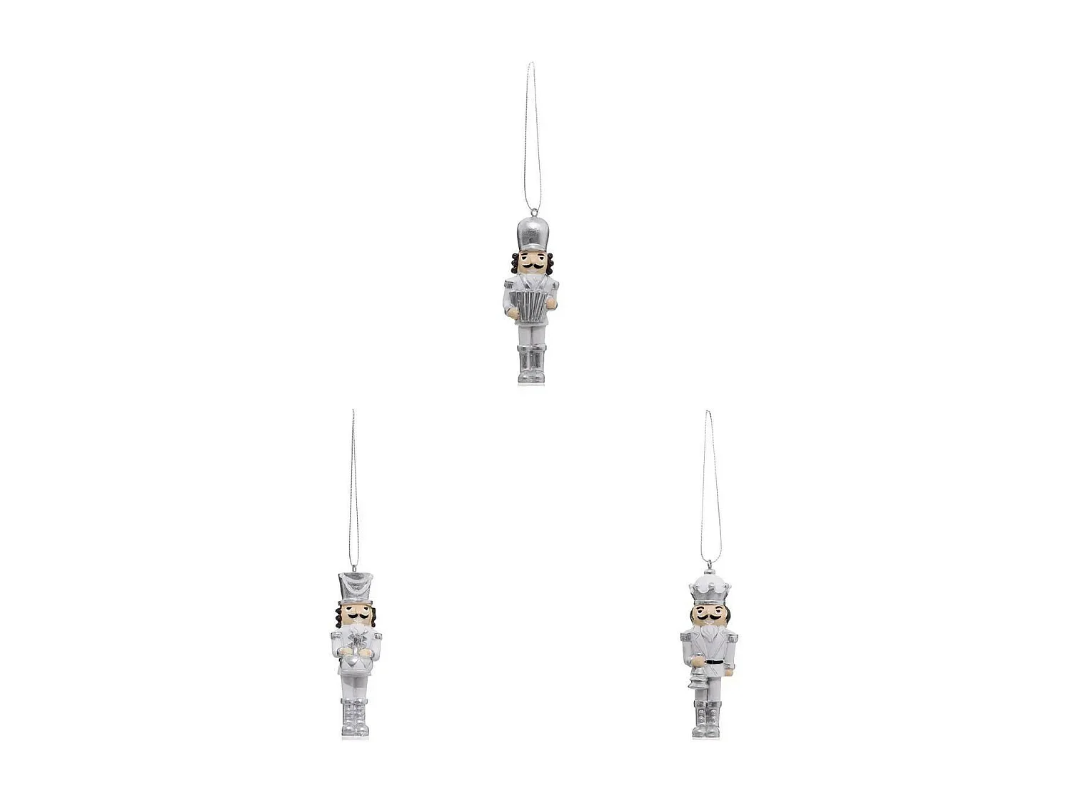 Lot de 3 Sujets de Noël "Casse Noisette" 10cm Argent