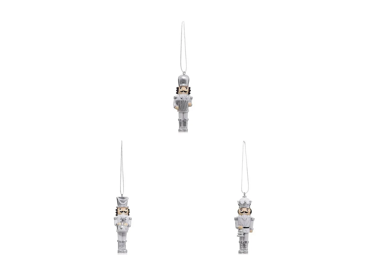 Lot de 3 Sujets de Noël "Casse Noisette" 10cm Argent