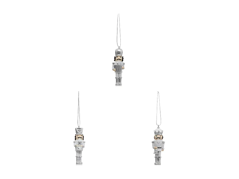 Lot de 3 Sujets de Noël "Casse Noisette" 10cm Argent