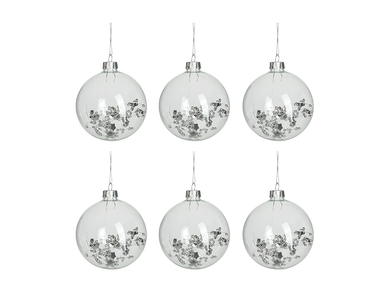 Lot de 6 Boules de Noël "Sequins" 9cm Transparent