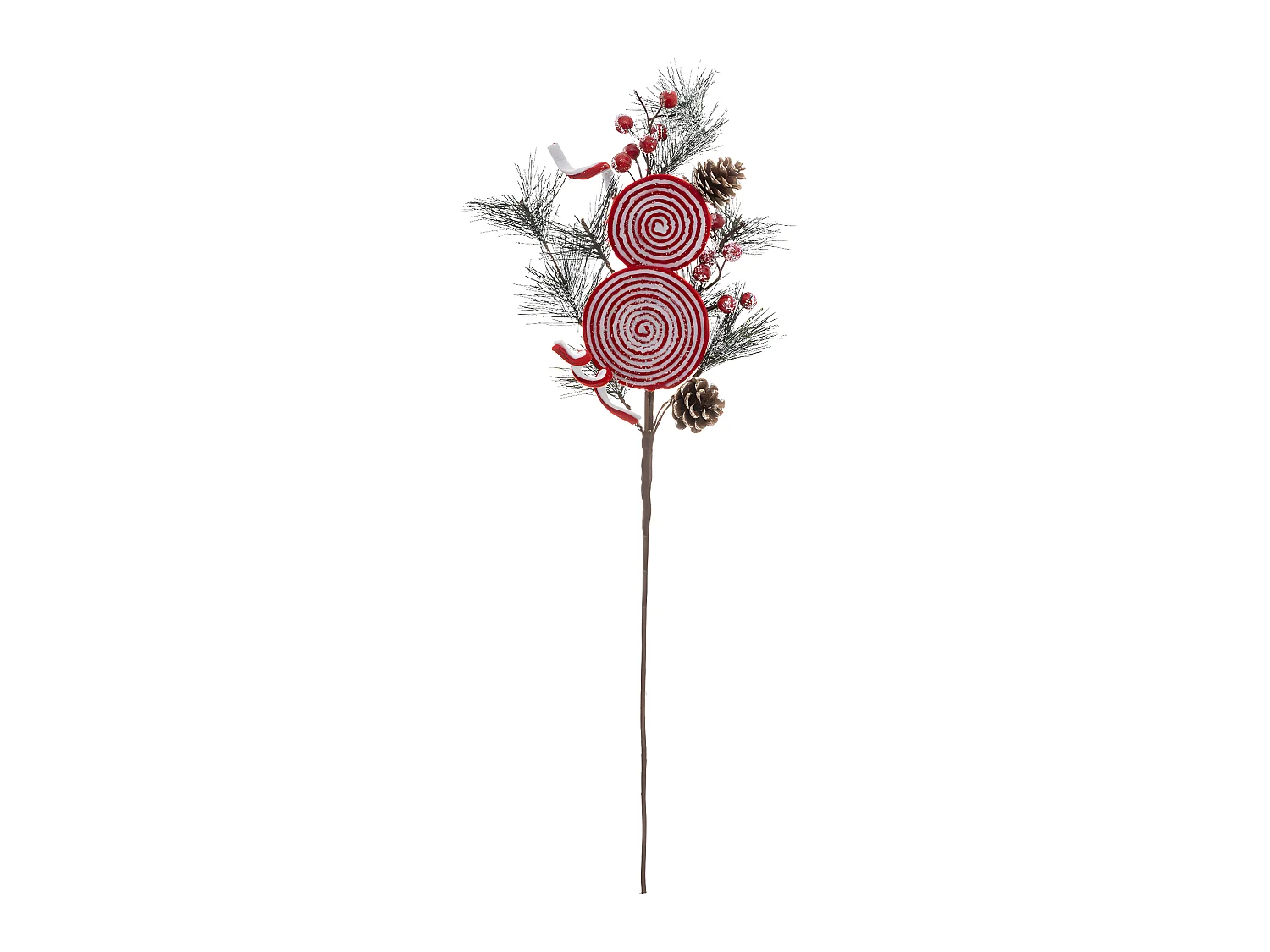 Branche de Fleurs "2 Sucettes" 75cm Vert & Rouge