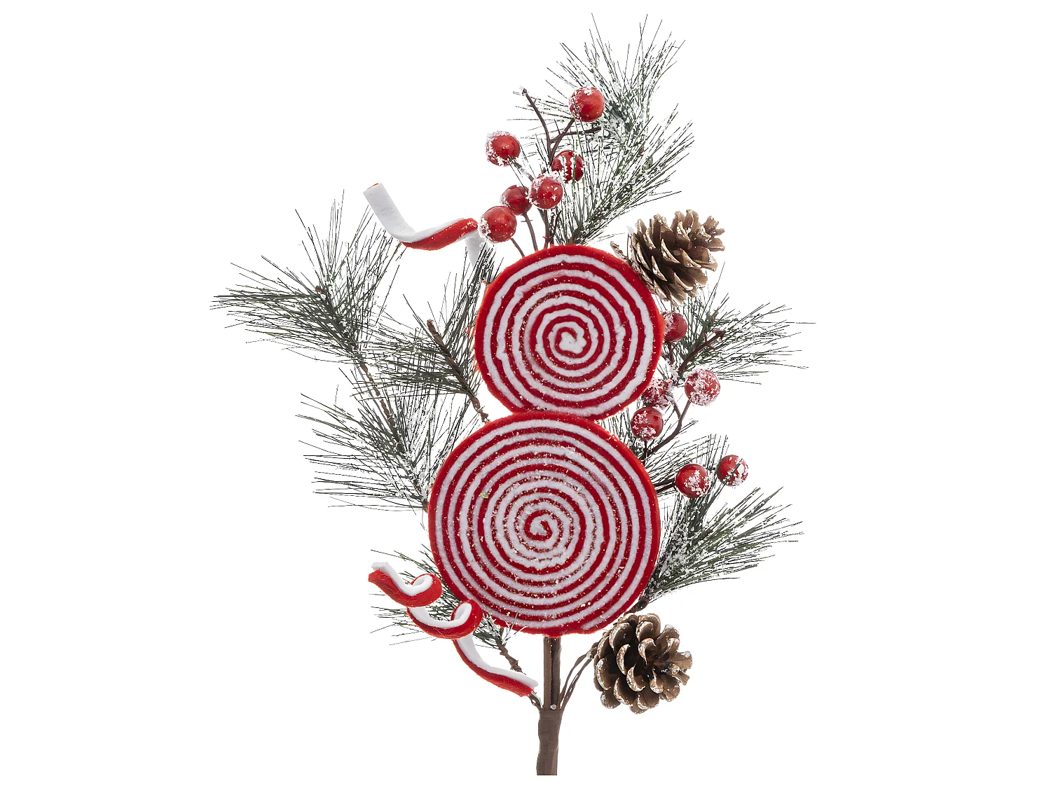 Branche de Fleurs "2 Sucettes" 75cm Vert & Rouge