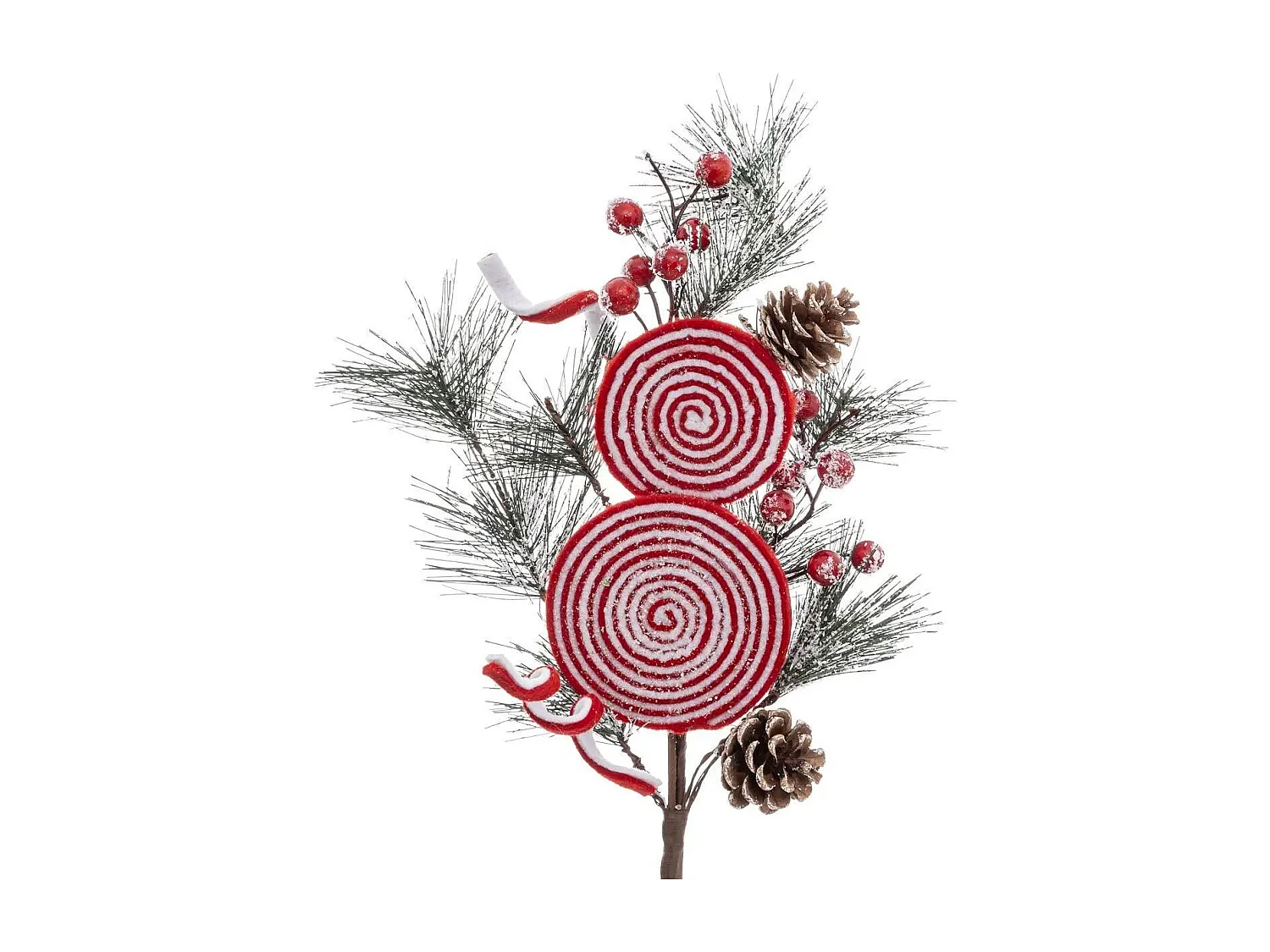 Branche de Fleurs "2 Sucettes" 75cm Vert & Rouge