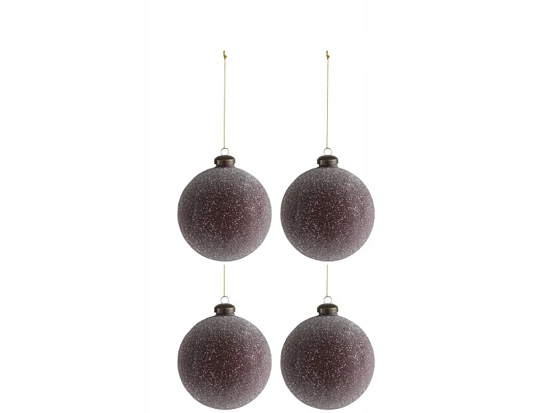 Lot de 4 Boules de Noël "Perles" 10cm Bordeaux