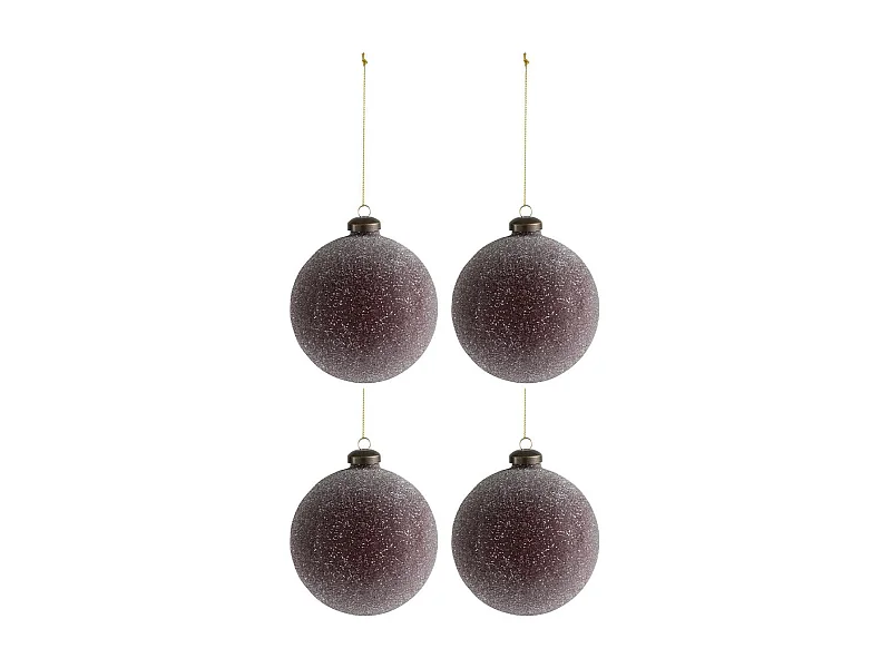 Scatola di 4 palline di Natale in vetro Bordeaux 10x10x10 cm