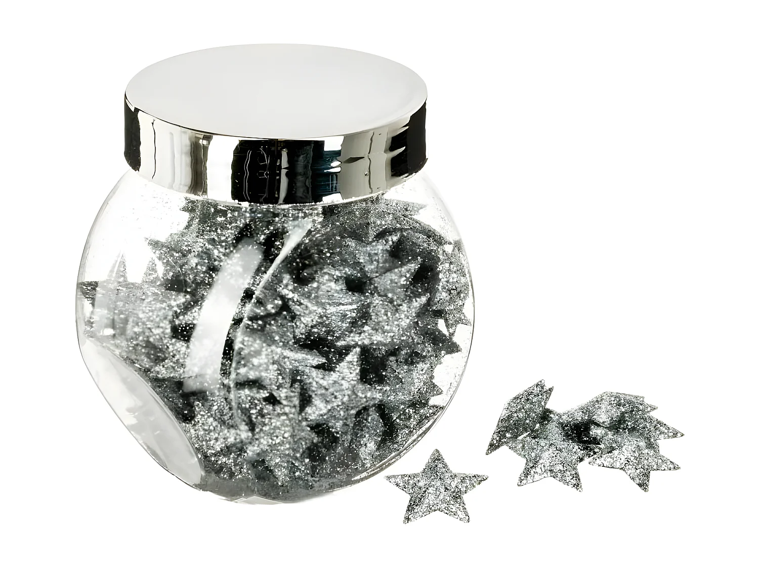 Lot de 100 Étoiles Déco "Bocal" 7cm Argent