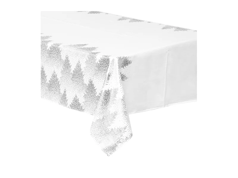 Nappe Imprimée Sapin "Colorama" 140x360cm Blanc & Argent