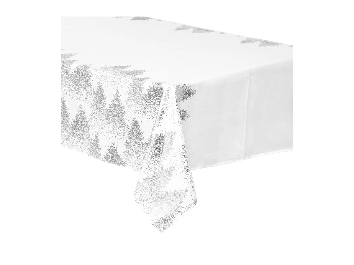 Nappe Imprimée Sapin "Colorama" 140x360cm Blanc & Argent