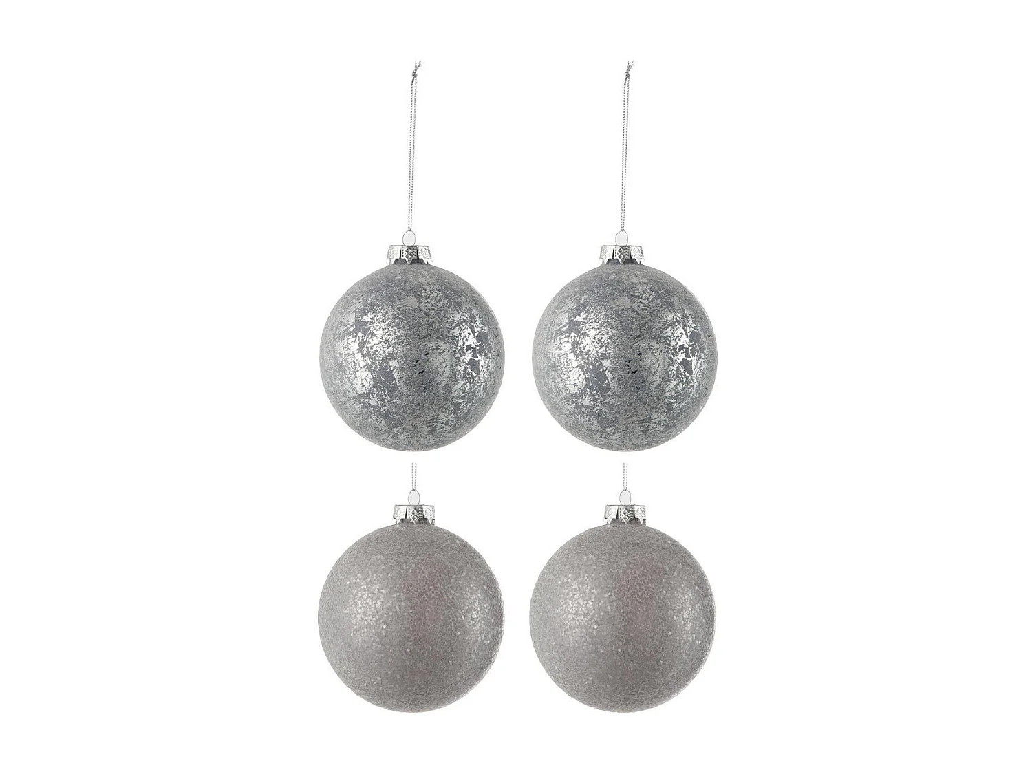Lot de 4 Boules de Noël Design "Atop" 10cm Gris