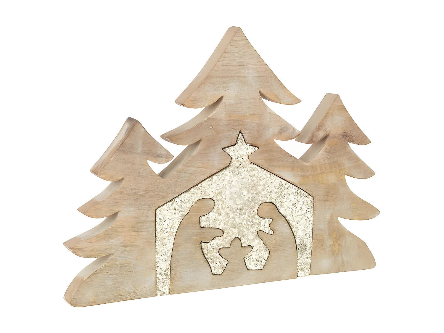 Puzzle de madera de mango natural para el pesebre 54x4x39.5 cm.