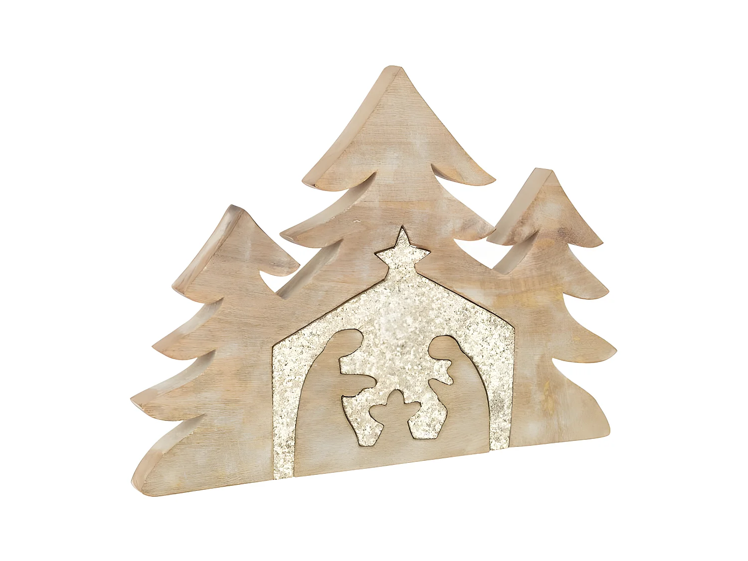 Puzzle presepe in legno di mango naturale 54x4x39,5 cm