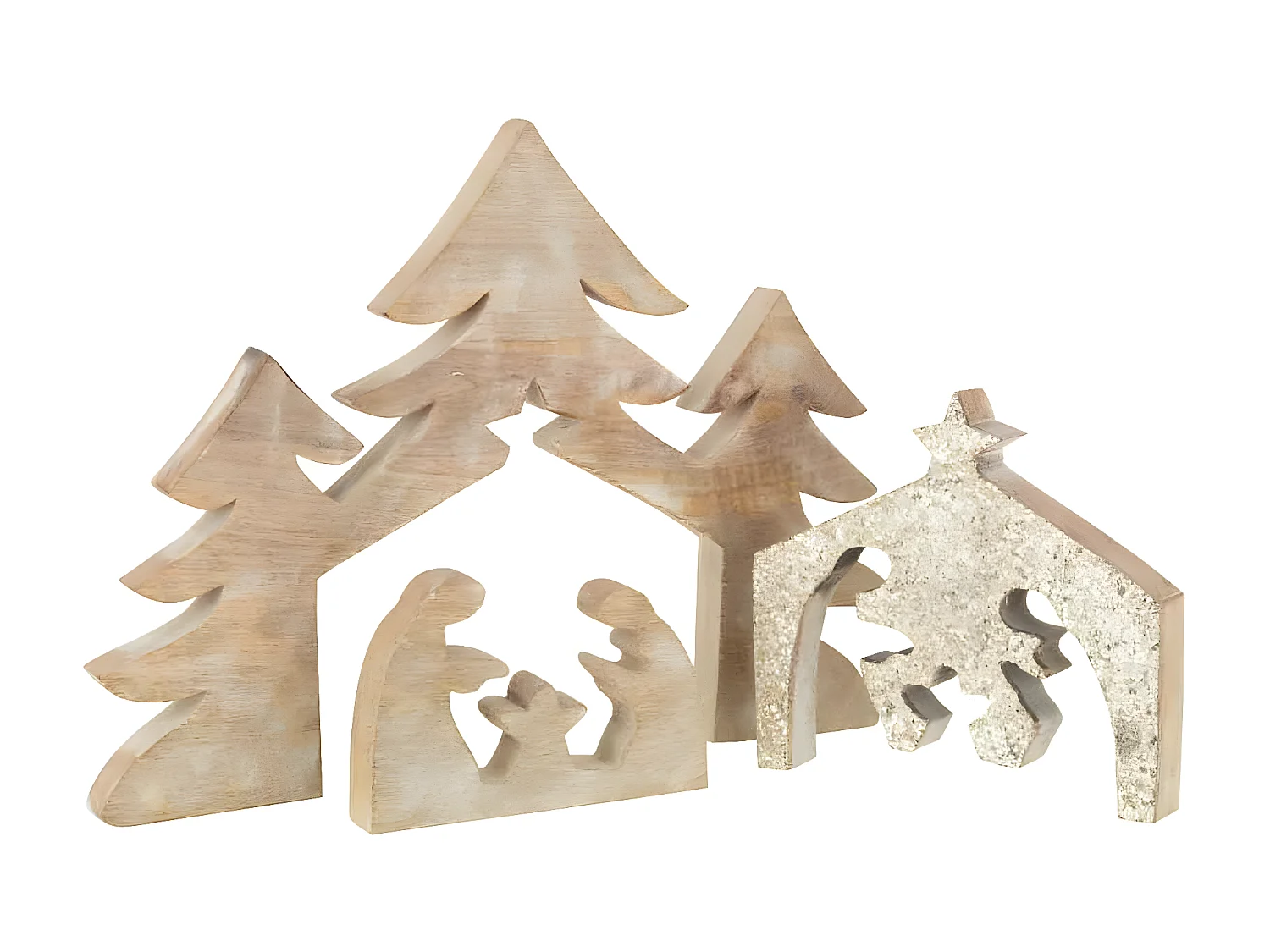 Puzzle de madera de mango natural para el pesebre 54x4x39.5 cm.