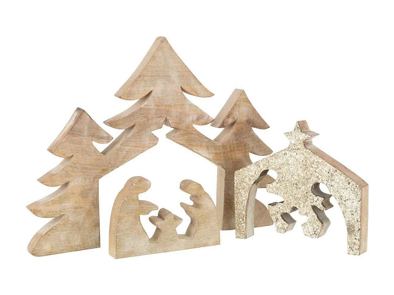 Puzzle presepe in legno di mango naturale 54x4x39,5 cm
