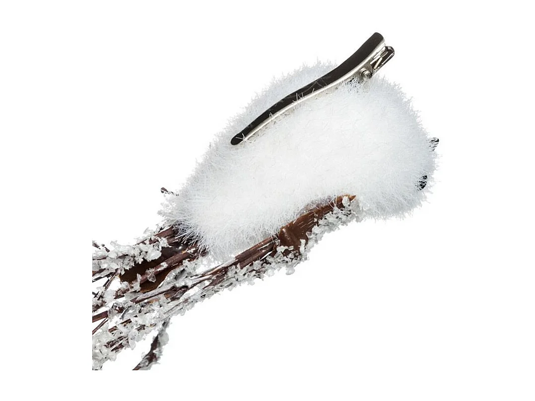 Sujet de Noël 3 Oiseaux "Glacé" 15cm Blanc