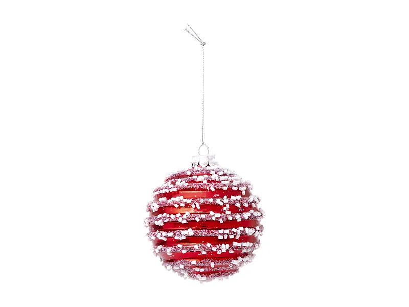 Boule de Noël en Verre "Perles" 9cm Rouge