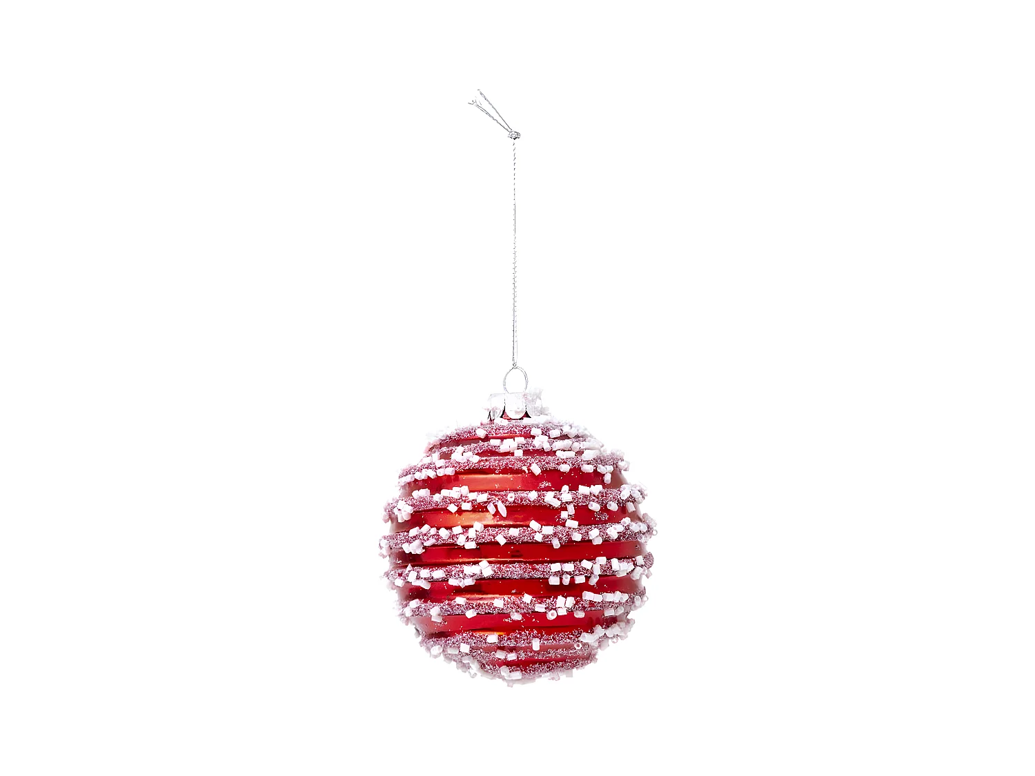 Boule de Noël en Verre "Perles" 9cm Rouge