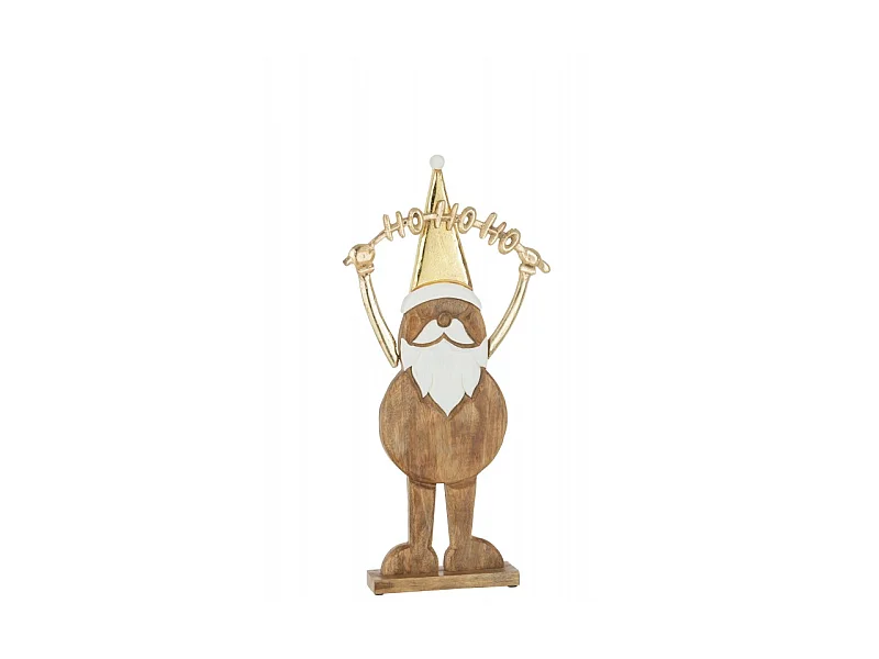 "Babbo Natale in piedi con ""hohoho"" in legno naturale 35x7x73cm"