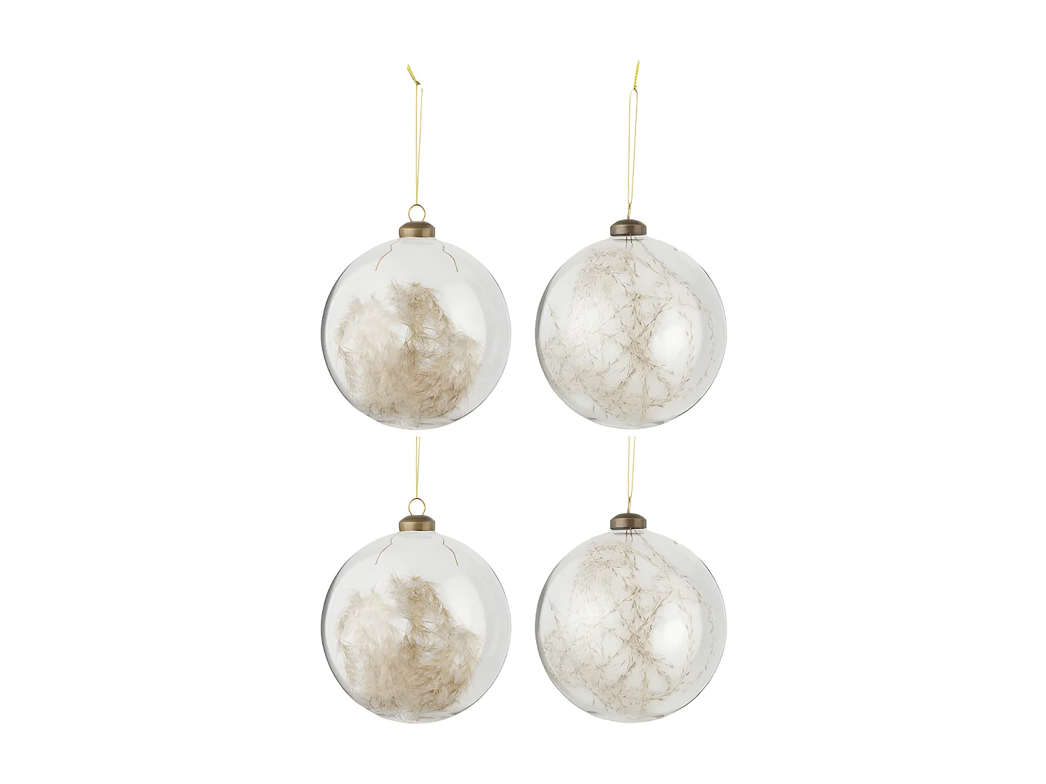 Scatola di 4 palline di Natale in vetro naturale 27.5x27.5x13.5 cm