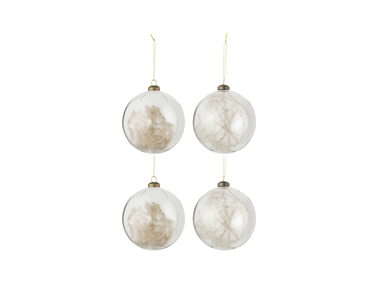 Scatola di 4 palline di Natale in vetro naturale 27.5x27.5x13.5 cm
