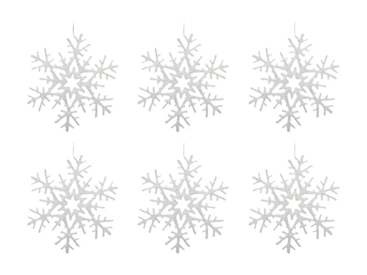 Décoration de Noël 6 Flocons "Polaire" 20cm Blanc