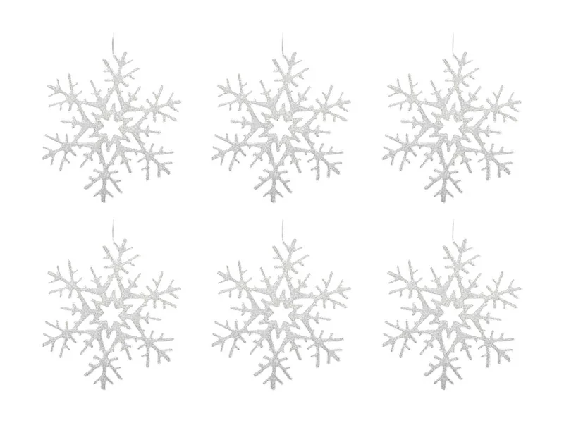 Décoration de Noël 6 Flocons "Polaire" 20cm Blanc