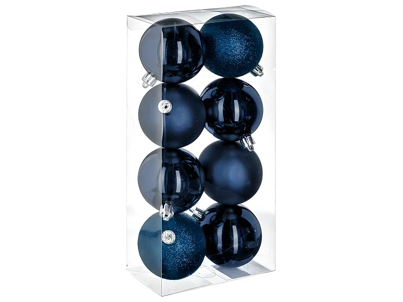 Lot de 8 Boules de Noël "Colorama" 7cm Bleu Nuit